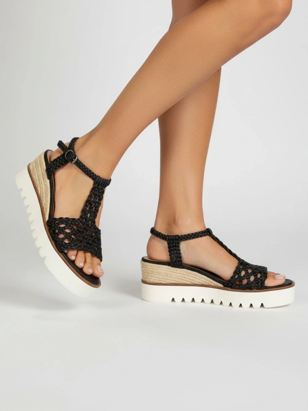 Bibi Lou Ariel Woven Platform Sandals Black Braided Espadrille Size 40/9